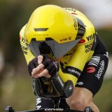 Jonas Vingegaard et son nouveau casque lors du chrono de Tirreno - Adriatico. KEYSTONE/EPA ANSA/ROBERTO BETTINI